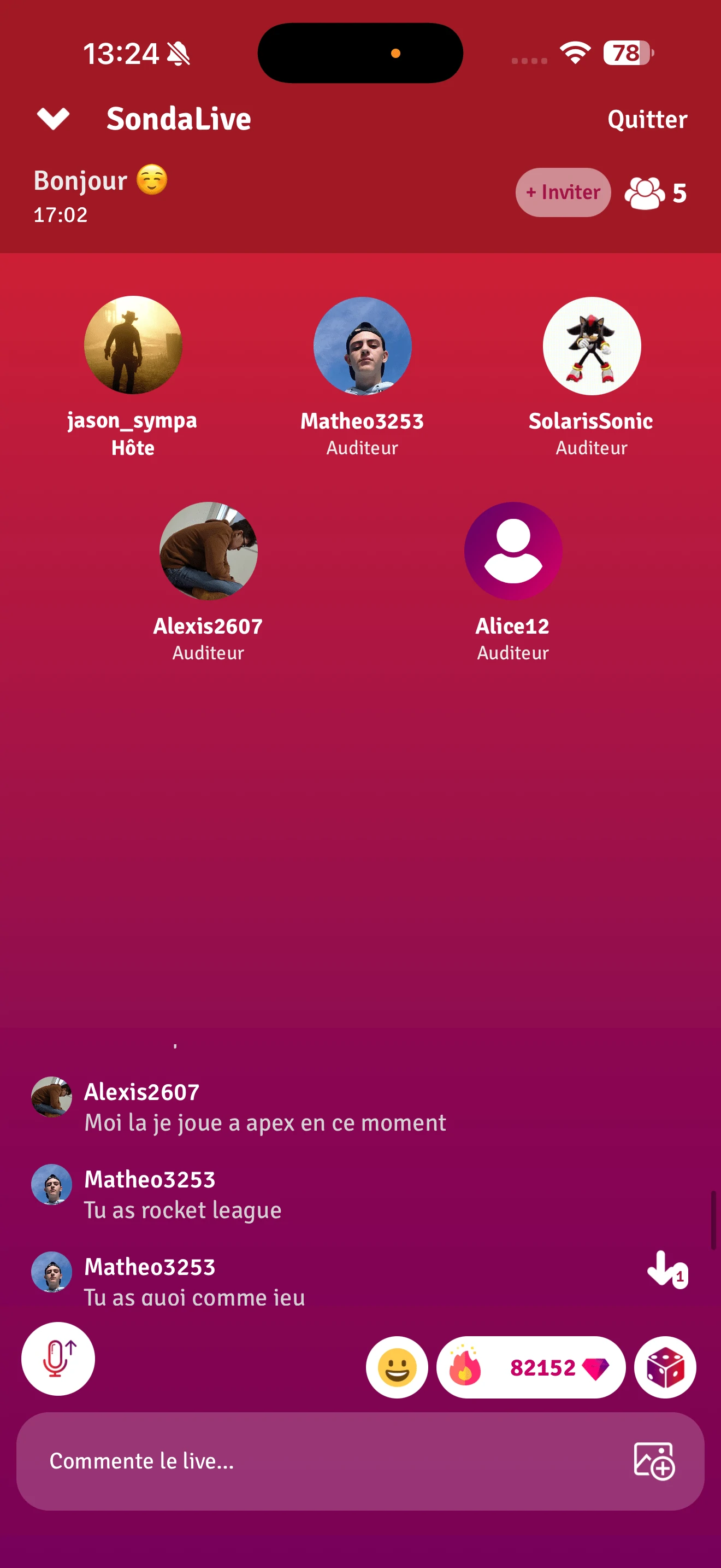 Screen de lives Sondago