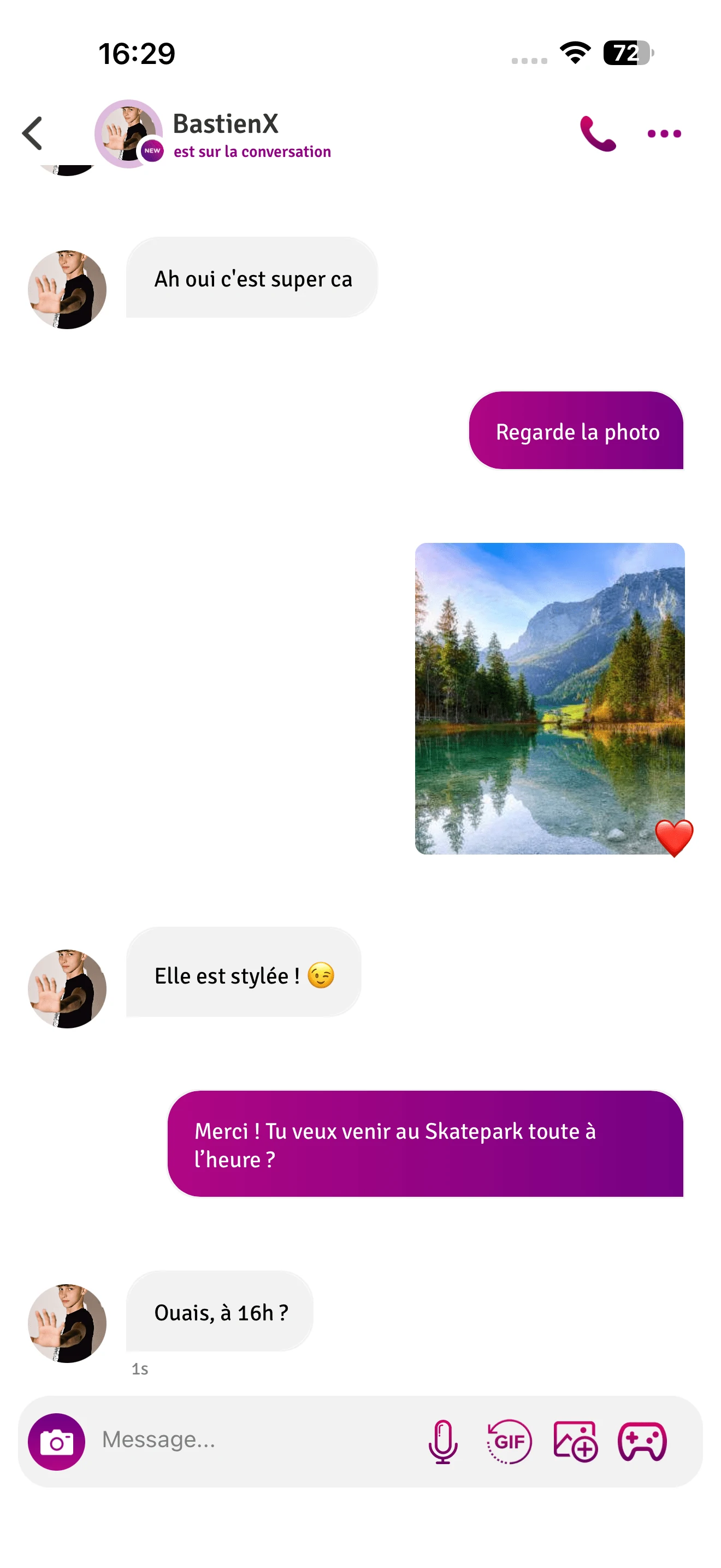 Screen de messages privés